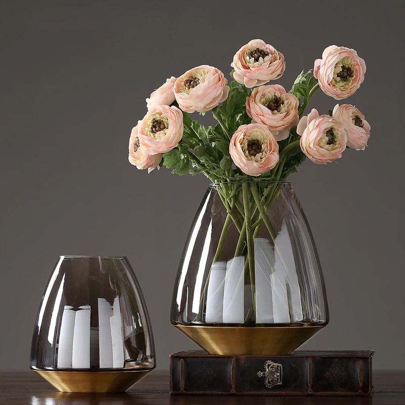 

European modern concise transparent glass vase Creative fashion home living room inserting flower device home decor