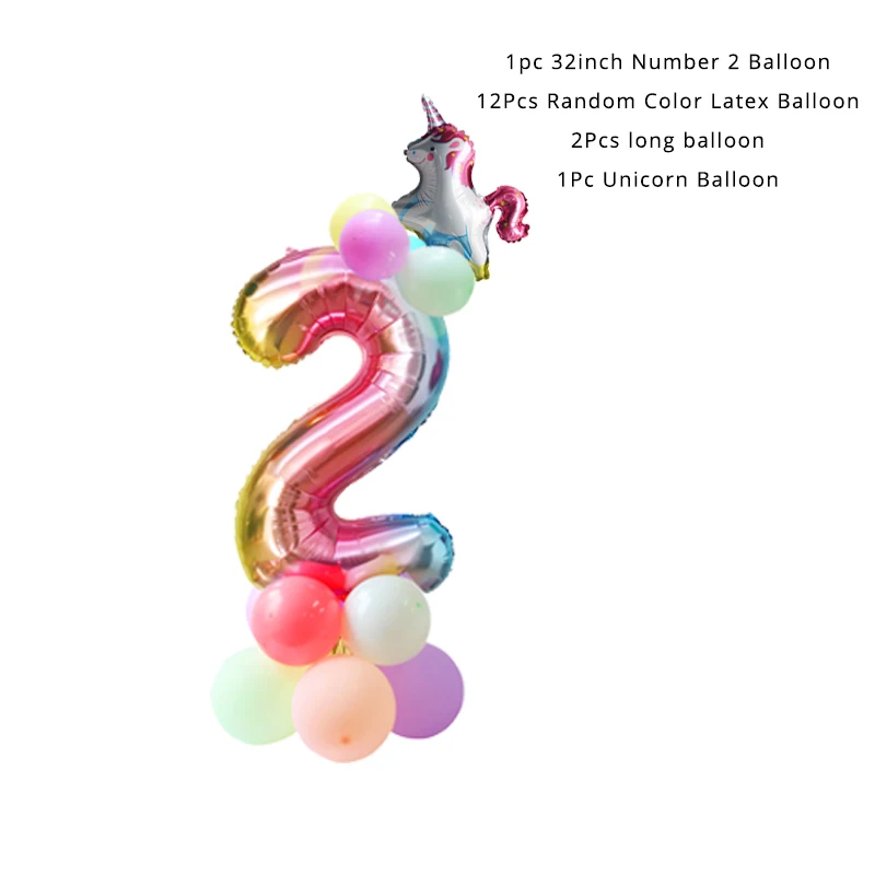 16pcs Balloon Set Единорог Вечерние Декорации день рождения одноразовый набор столовых приборов Единорог держатель воздушного шарика тарелки салфетка Дети День рождения Unicornio вечерние принадлежности - Цвет: 16pcs Balloon Set
