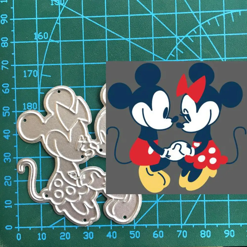 1 шт. love Minnie Mickey cutting die+ 1 шт. трафарет carft Tag для бумага для скапбукинга DIY декоративная открытка Ремесло штамп для теснения с вырезами