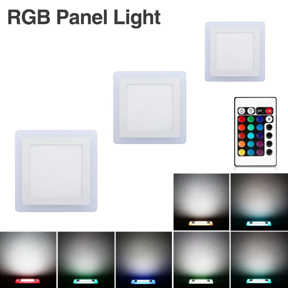 

20pcs Cheap Price ultra thin white+RGB 3 model led panel light RGBW recessed 6w/9w/16w/24w square panel lamps led ceiling lights