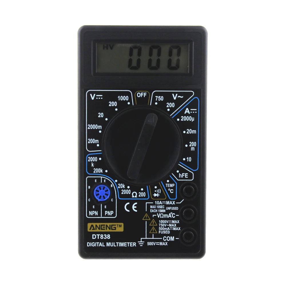 DT838 Цифровой мультиметр ЖК-дисплей AC DC тестер напряжения сопротивление диода тока Электрический измеритель напряжения Multimetro
