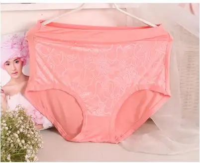 AS07 pantalon femme новые кружевные модальные сексуальные трусы женские плюс размер 6XL Трусики с высокой талией - Цвет: light watermelon