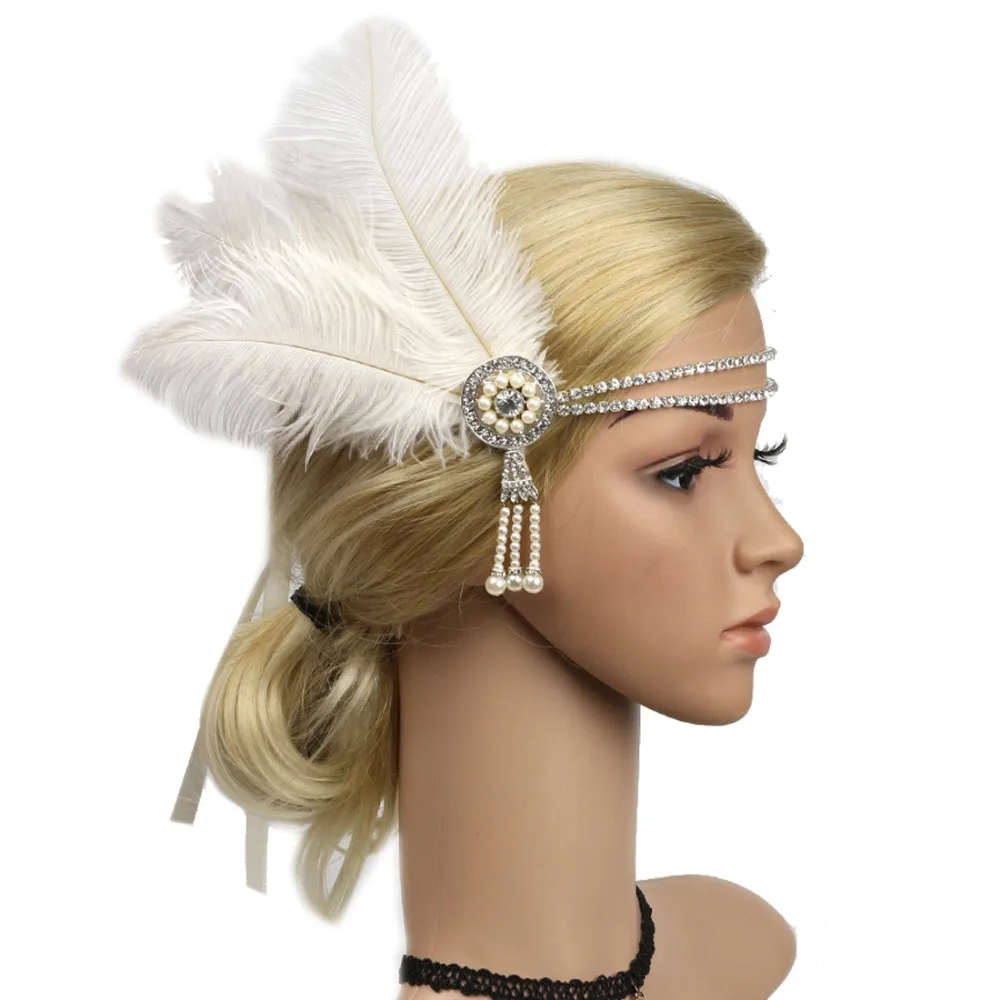 Винтажный ободок для волос 1920-х годов Великого Гэтсби флиртующий фасцинатор для элегантных женщин-аксессуар для коктейльных костюмов 20-х годов.