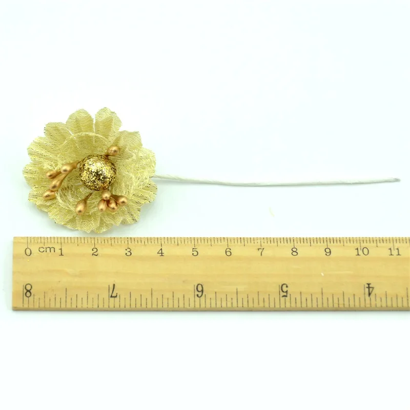 60 шт. букет из искусственных шелковых цветов золотого и серебряного цвета для