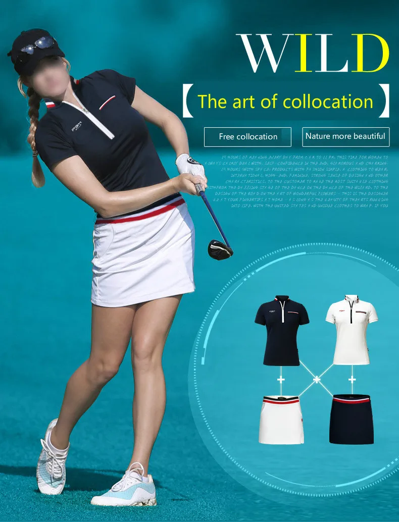 2018 PGM одежда для гольфа женская летняя дышащая Спортивная футболка с коротким