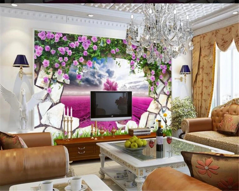 

beibehang wallpapers for living room Custom beautiful 3D rose vine wallpaper rollbedroom floral wallpaper papier peint mural 3d