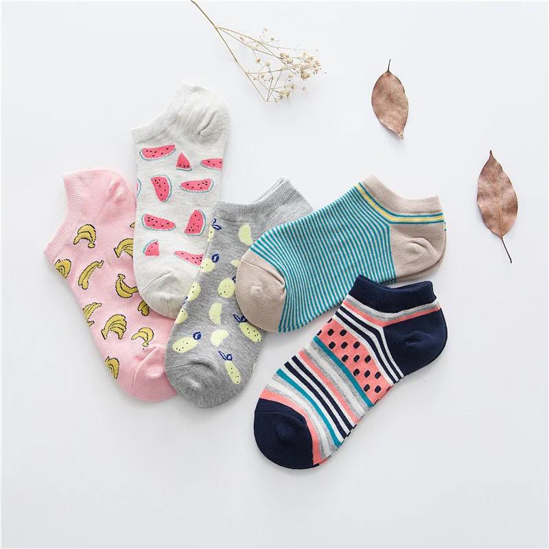 Новинка 2018 стильные женские повседневные короткие носки с фруктовым принтом 1
