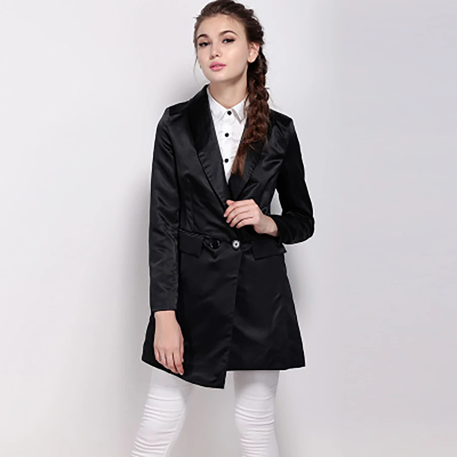 2019 Блейзер платье длинный Элегантный белый офис леди корейский двубортный