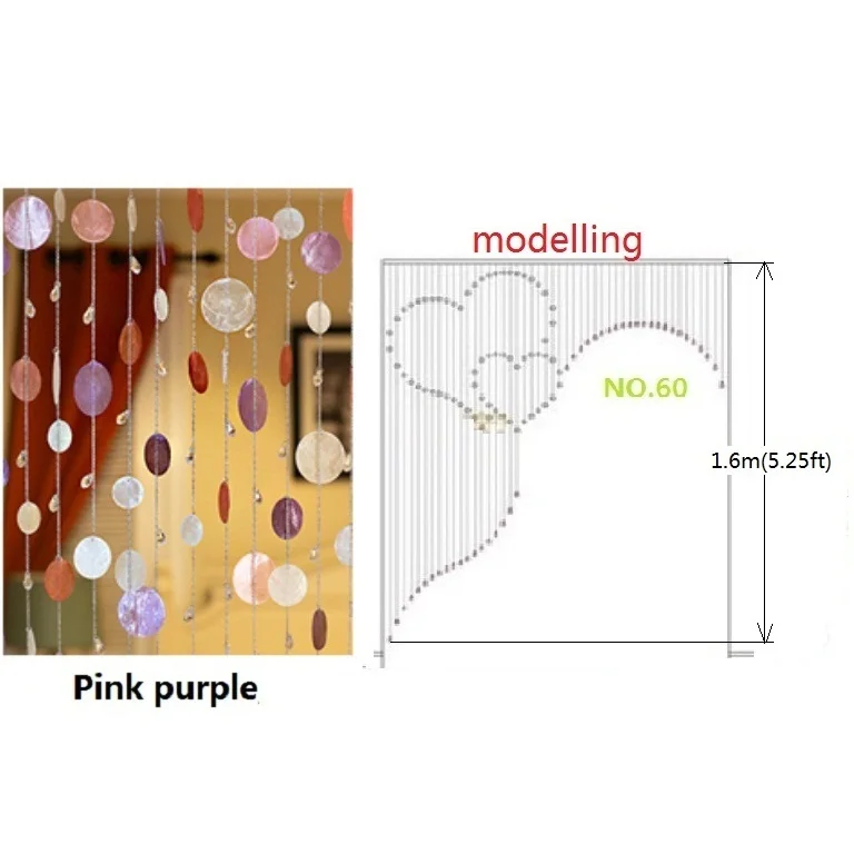 42pcs Pink purple NO.60finished шторы 42 шт./лот красочные в виде ракушки Кристалл бисера Дверные Шторы экран крыльцо раздела Рождество украшения 01 - Цвет: 42pcs Pink purple