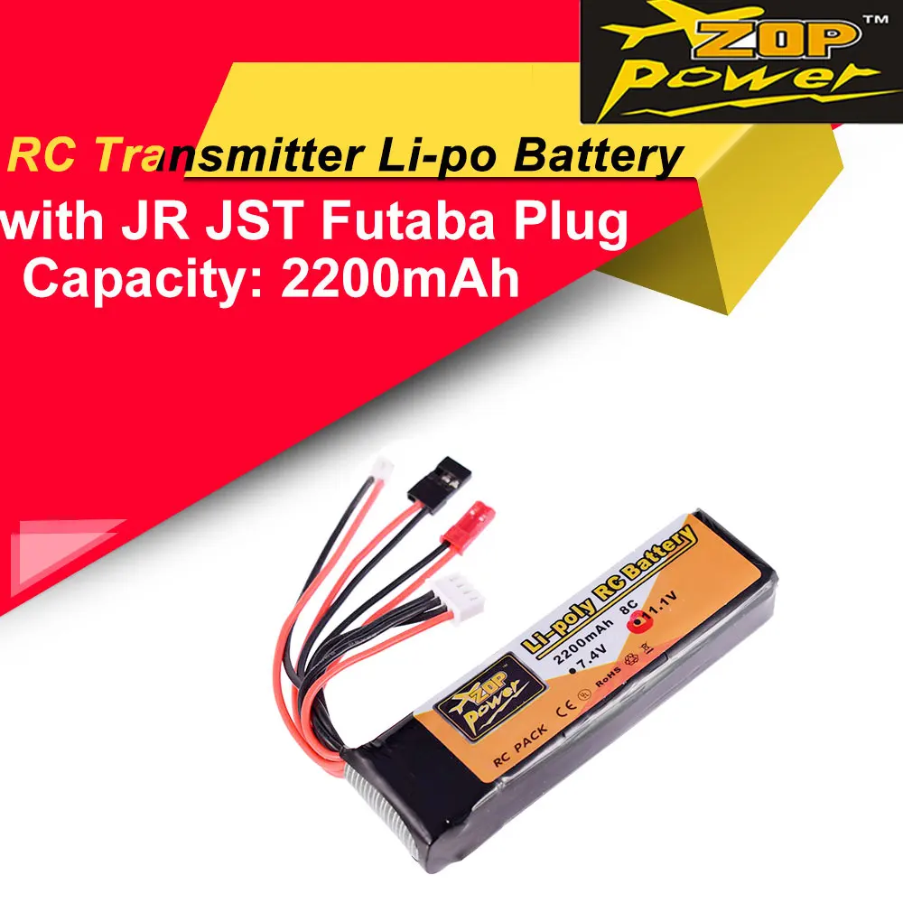 Перезаряжаемый аккумулятор ZOP Power 11 1 В 2200 мАч 8C 3S Lipo JST JR штекер Futaba для