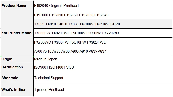 F192040 для Epson TX800 печатающая головка eco solvent/UV чернила для Epson TX800 головка DX8 DX10 печатающая головка