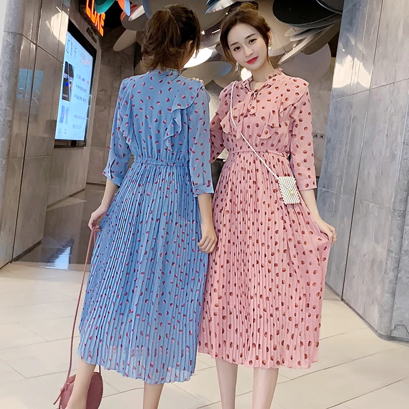 Женское плиссированное платье на весну и лето корейские модные женские длинные