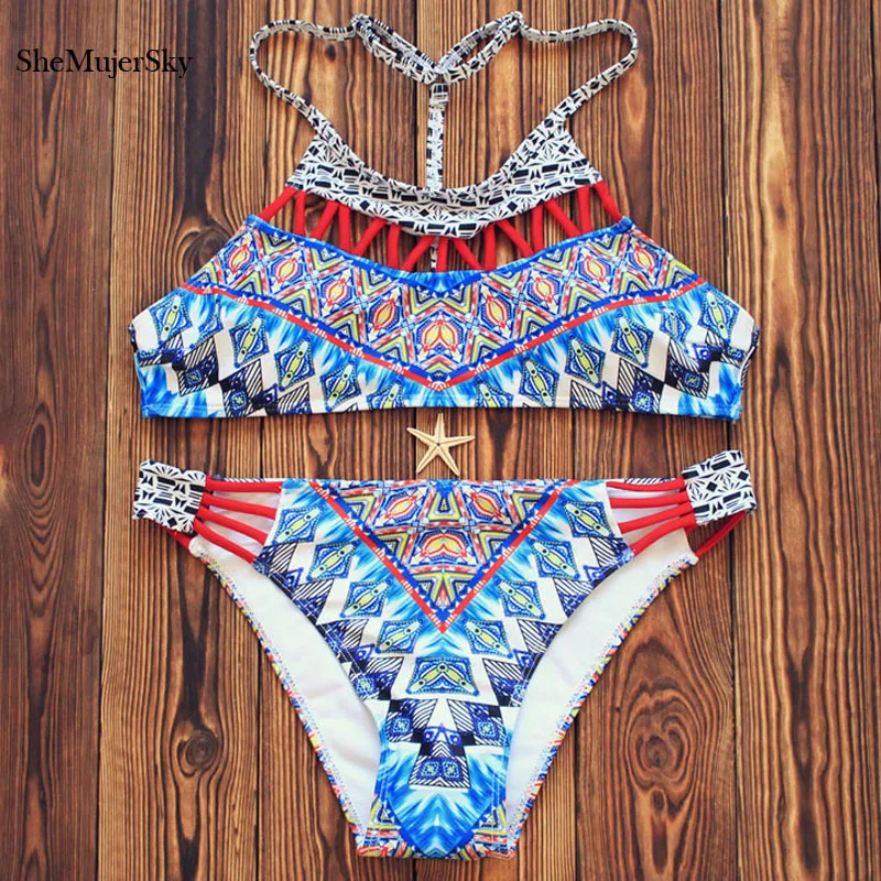 2017 Бразильские Бикини Push Up Купальники Женщины Biquini Печати Bikiny Набор |