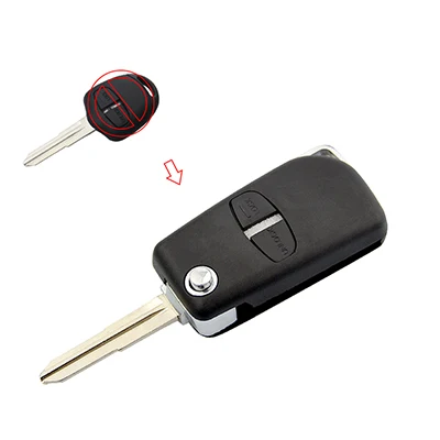 Right Blade OkeyTech изменение крышка Fob 2 пуговицы флип складной ключ в виде ракушки вправо/левое лезвие для Mitsubishi Outlander Mirage Lancer Evo Кольт - Количество кнопок: Right Blade