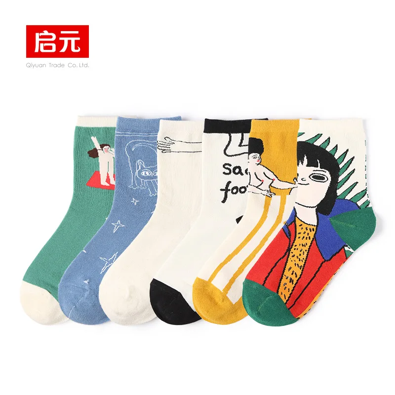6 шт. женские носки с героями мультфильмов новые домашние в стиле литературы и