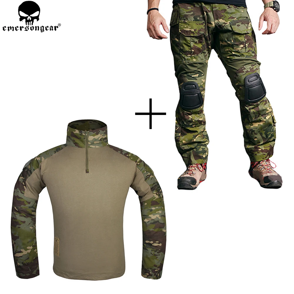 EMERSONGEAR боевая униформа охотничья рубашка тактические брюки с наколенниками мультикам Тропик emerson Gen 3 охотничьи брюки