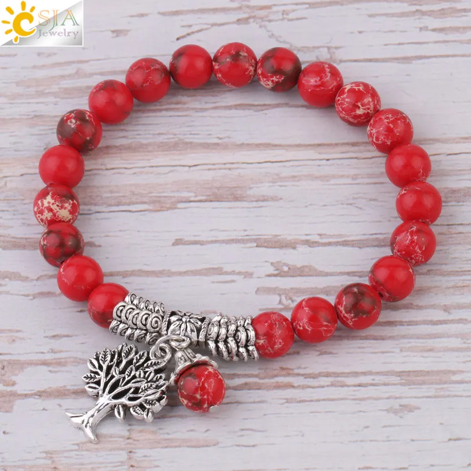 Круглые бусины CSJA 8 мм амулетные браслеты для женщин и мужчин эластичные из