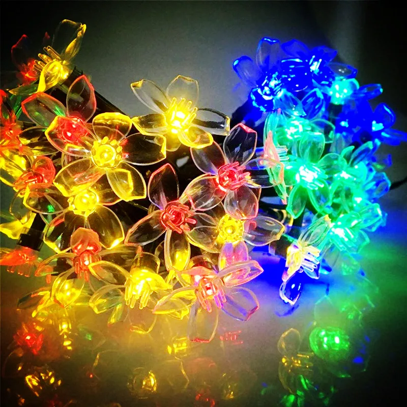 Сакура Солнечная лампа LED Персиковый Цветок струнная 20 30 100LED наружная