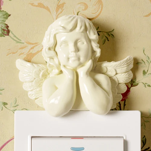 Ivory A Фигурка Ангела из полимера, Настенный декор, розетка, переключатель, наклейка, домашнее украшение, подвесное ремесло, домашний переключатель, настенный светильник, розетка, наклейка s - Цвет: Ivory A