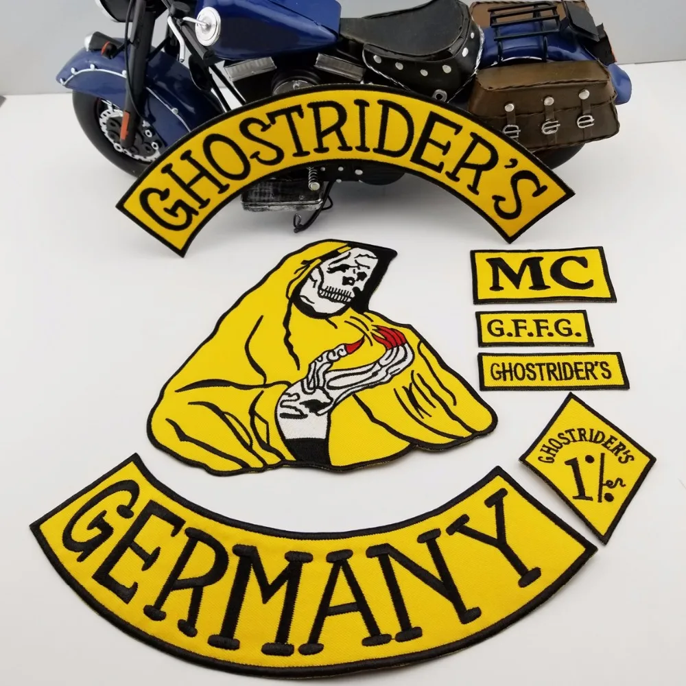 Mc1931 7 шт./компл. ghostrider's Германия вышитые патч переводная картинка на горном хрустале сзади байкер патч для жилет
