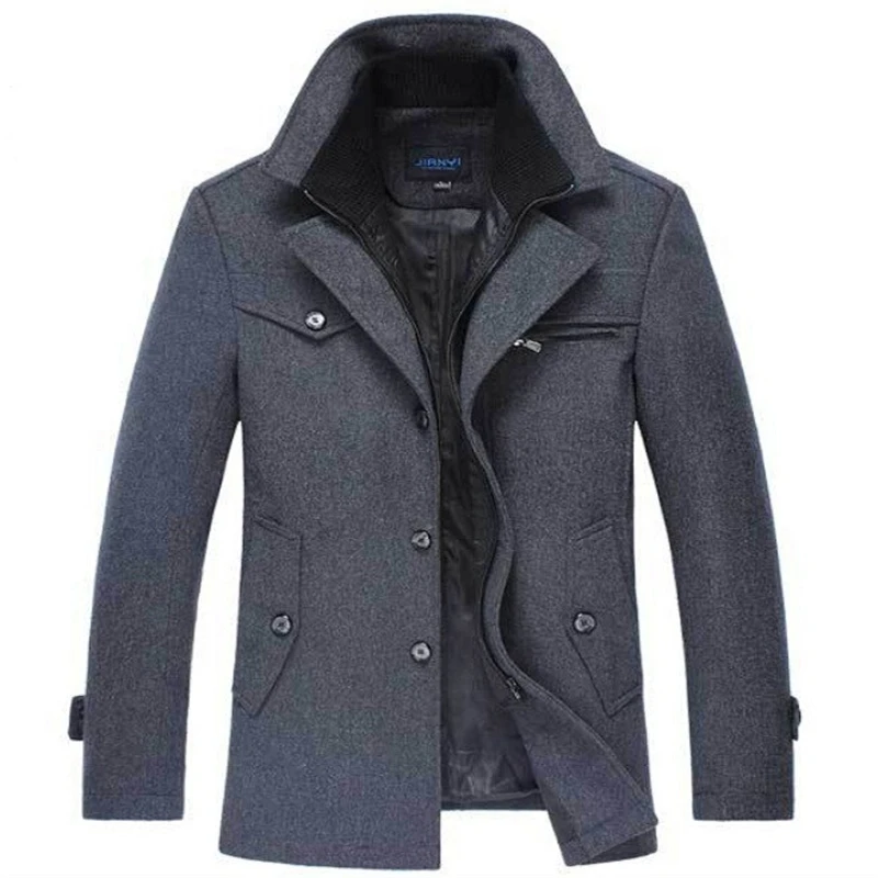Куртки Для мужчин новое зимнее шерстяное пальто Slim Fit модная верхняя одежда