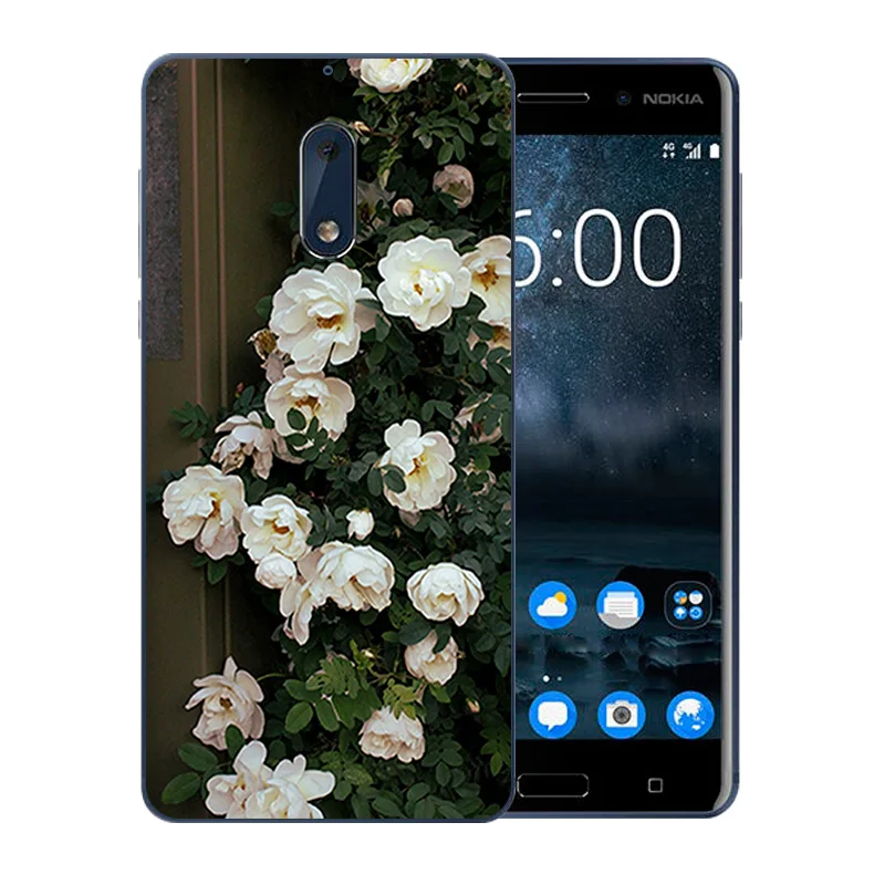 Phone Case For Nokia 6 Soft TPU Silicone Slim Ultrathin Blossom Pattern Fashion Luxury Back Cover Nokia6 Matte Protect Shell |