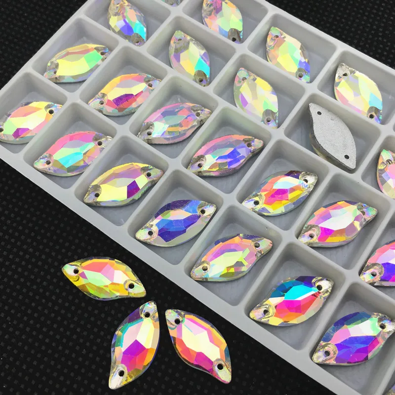 Clear/AB Beauty Fish пришивные стразы с бриллиантовыми листьями Стразы шьют на камнях для