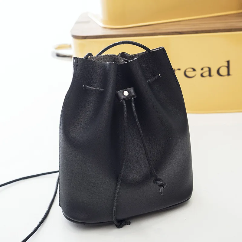 Корейский Mini Bucket Bag перекос охватывающий 2017 Осень Зима Новый Простой веревкой