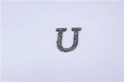 U A-Z, 1 шт., стразы, 3D алфавиты, черный бриллиант, исправление, буквы, мотивы, железные нашивки, аппликация для одежды, шляпы - Цвет: U