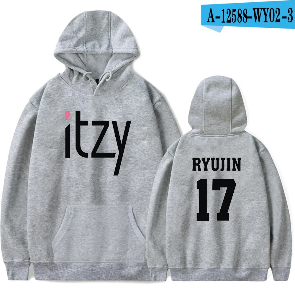Itzy Kpop толстовки для мужчин Wo мужчин s толстовка с капюшоном свободные повседневные теплые толстовки свитшоты 6 цветов женский джемпер спортивные костюмы оверсайз - Цвет: gray