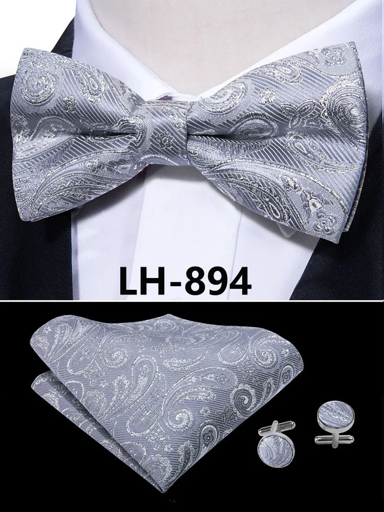 LF-803 Barry.Wang, модные мужские галстуки-бабочки из шелка, белые галстуки-бабочки Пейсли для мужчин, Свадебные вечерние галстуки для жениха, подарок для мужчин - Цвет: LH-894