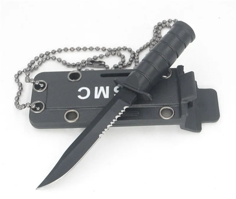 Black Serrated Портативное мини-ожерелье лезвие Фруктовый нож лагерь на открытом воздухе Охота Выживание поход Edc Карманный ящик для самообороны письмо посылка открытие Открыватель - Цвет: Black Serrated
