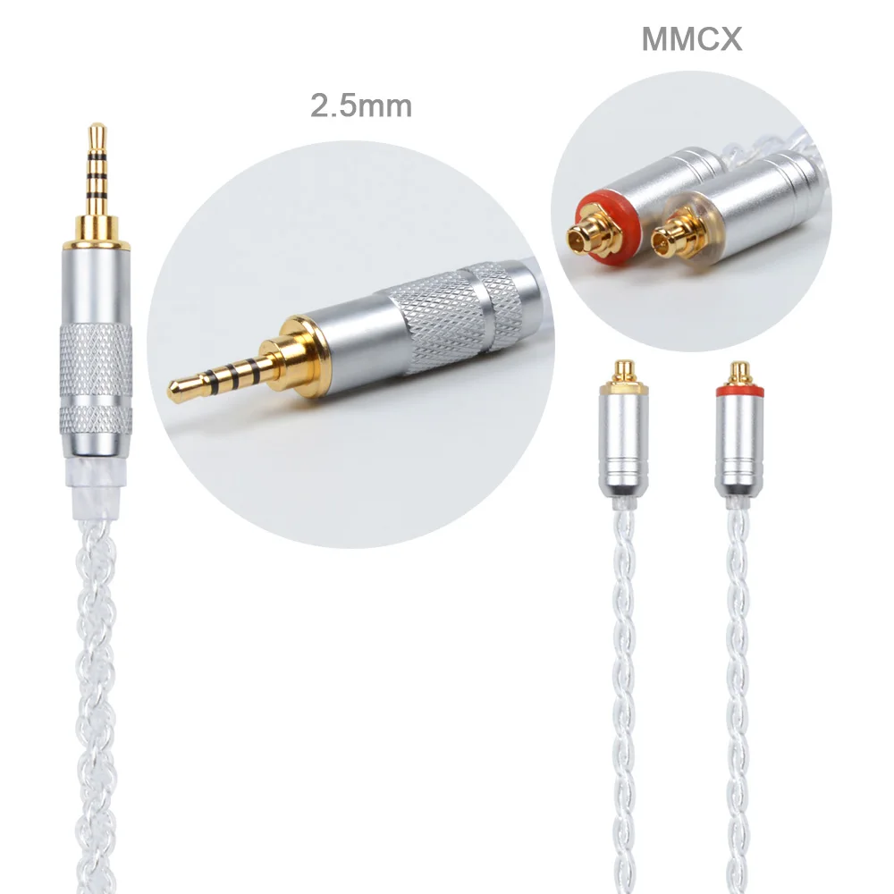 NiceHCK MMCX/2Pin разъем 4 4/3 5/2 5 мм сбалансированный х ядерный посеребренный кабель для