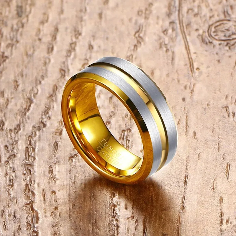 ZORCVENS 2021 New Gold-Color 8mm Tungsten Rings for Men | Украшения и аксессуары