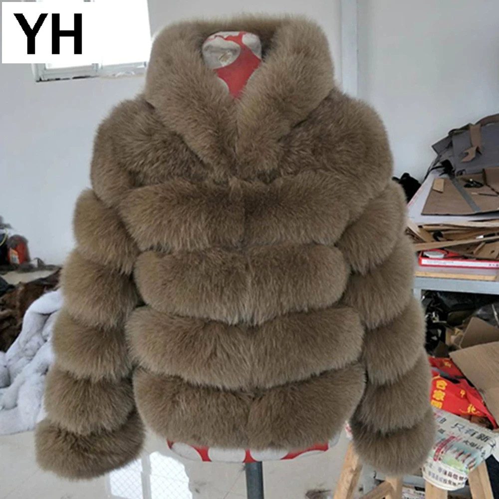 Новая качественная модная женская шуба из натурального Лисьего меха 100% мягкой