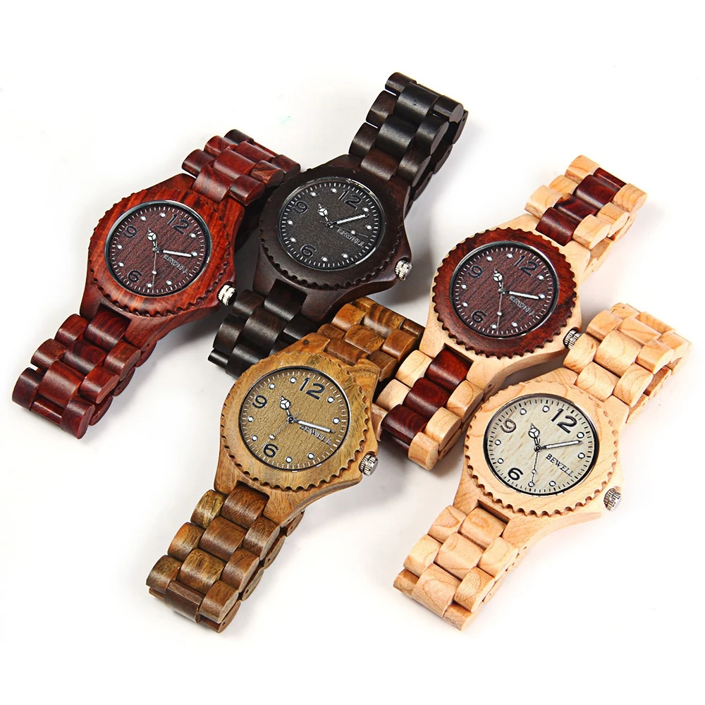 BEWELL 2018 мужские и женские кварцевые часы из сандалового дерева Роскошные