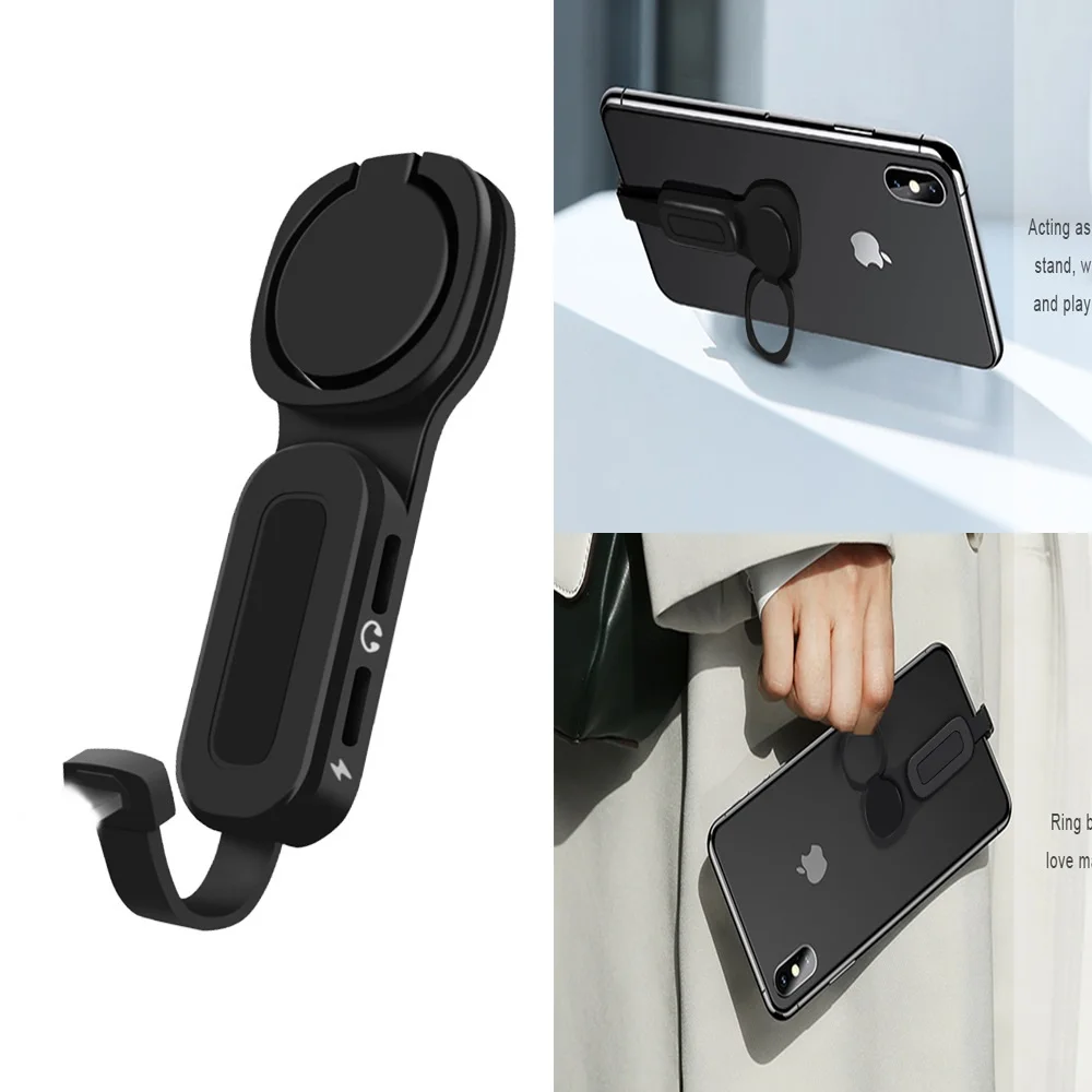 

Ring Adapter Phone Holder Dual 3.5mm for iPhone iOS Cable Charging Ring Adjustable Phone bracket For iPhone 7/8/x/xr/xs