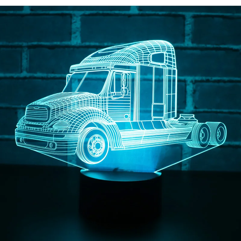 3D светодиодный Ночной светильник большой грузовик автомобиль с 7 цветами для