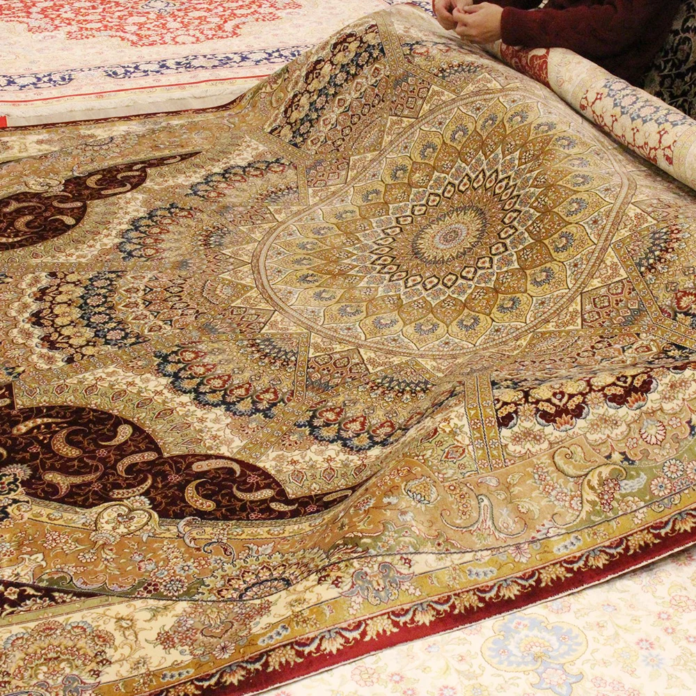 Yilong 6 'x9. 3' медальон Handknotted Шелковый персидский ковер домашний интерьер