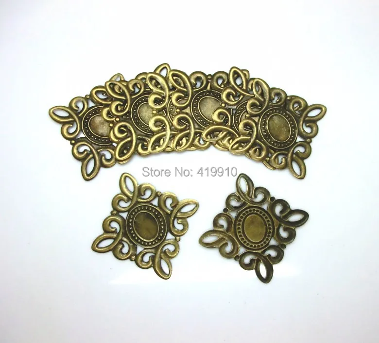 

Frss Shipping-50PCs с бронзовой филигранью под старину Камея Настройки рамки обертывания Connnector отделка декором Сделай Сам 5,3x5,3 cm J0015