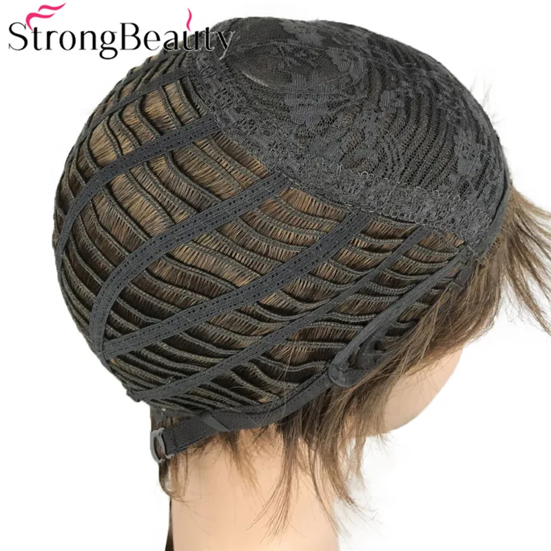StrongBeauty короткие мужские парики многослойные волосы волнистый парик