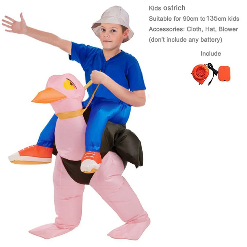 Kids SizeOstrich Детский надувной костюм Бэтмена, динозавр, лошадь, единорог, Пикачу, костюм на Хэллоуин для взрослых, аниме, маскарад, косплей, вечерние платья из фильмов - Цвет: Kids SizeOstrich