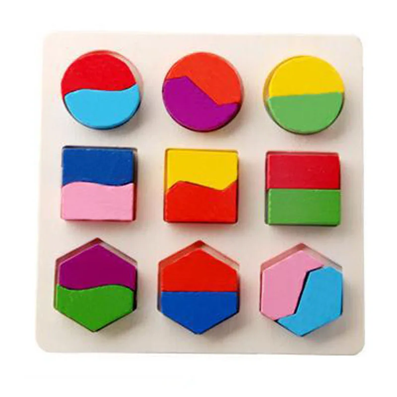 Деревянные Геометрические 3D Puzzle игрушечные лошадки Математика для раннего
