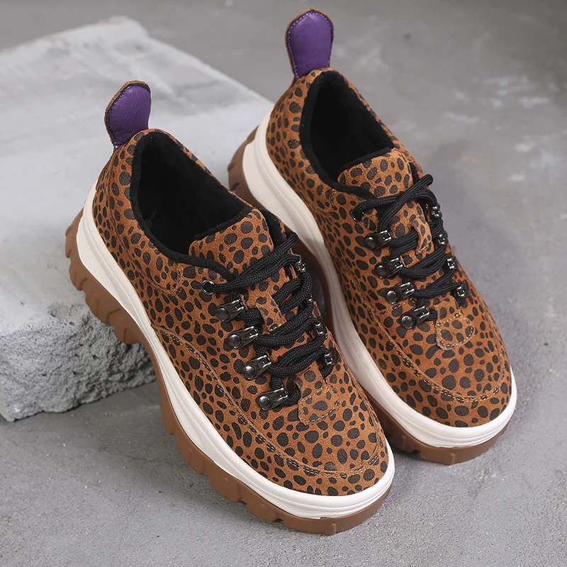 Sooneeya леопардовые кроссовки для женщин увеличивающие рост Женская плюшевая