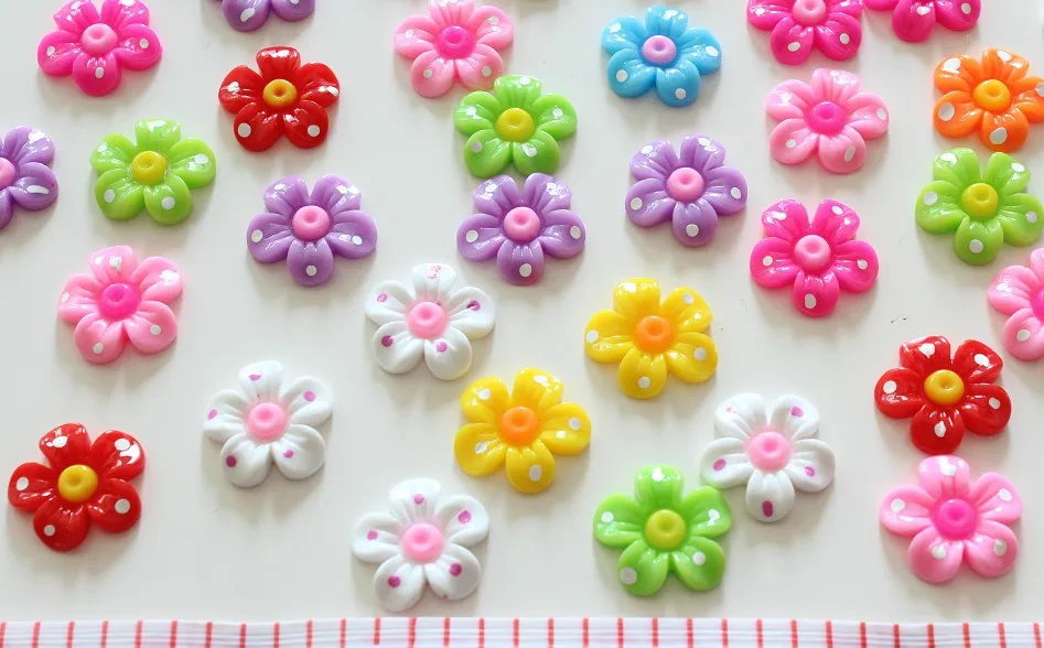 250 шт. милые бусины в горошек с плоским основанием изображением подсолнуха-18 мм DIY