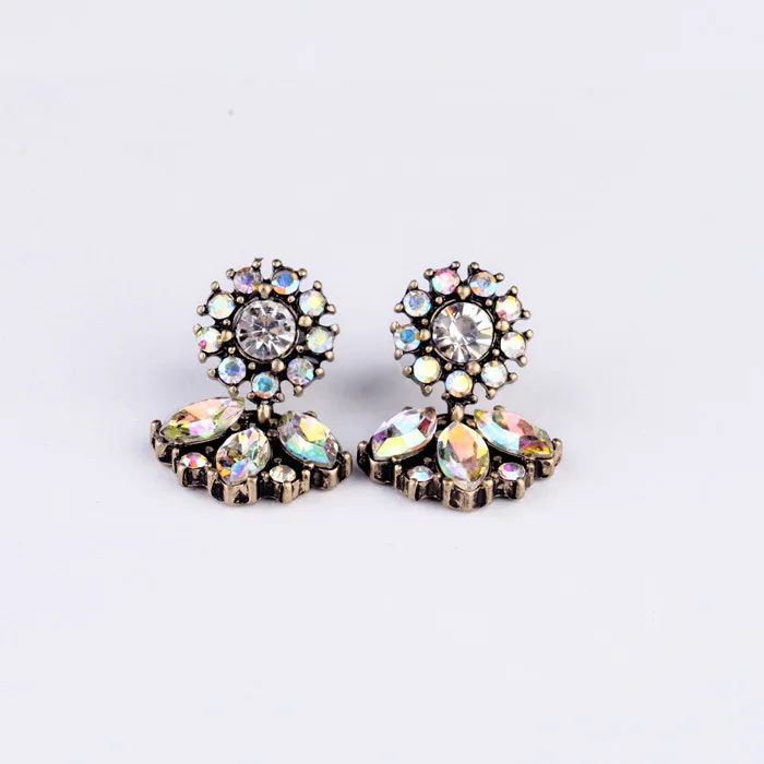Женские серьги-гвоздики с кристаллами Lusion Винтажные серьги цветами маленькие