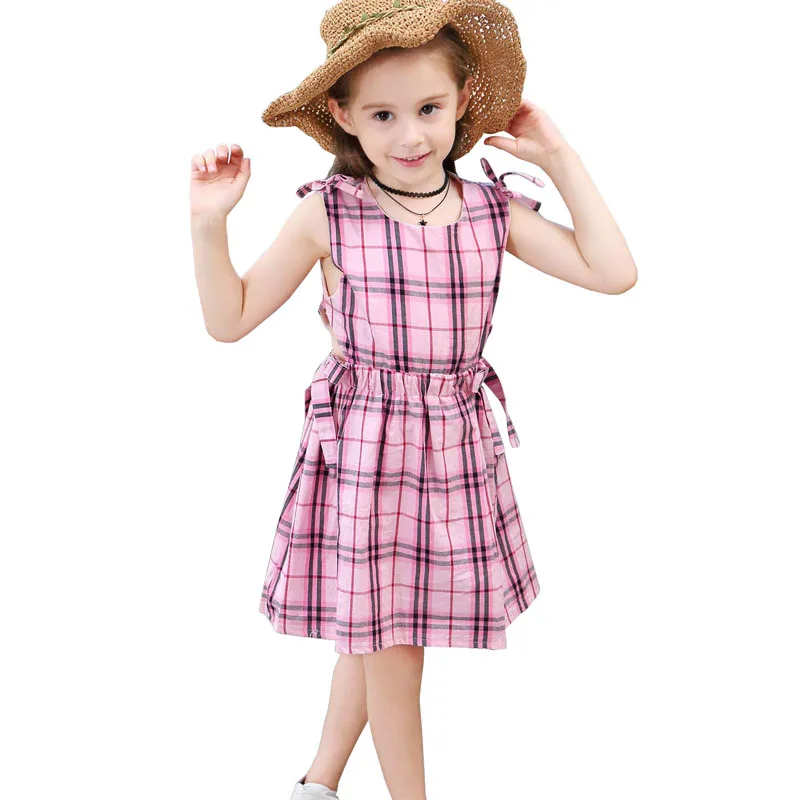 Toddler Girl Dresses Summer Plaid Cotton Kids Clothes for Girls Casual Princess School Children Costume For 2 4 6 8 10 12 Yrs | Детская