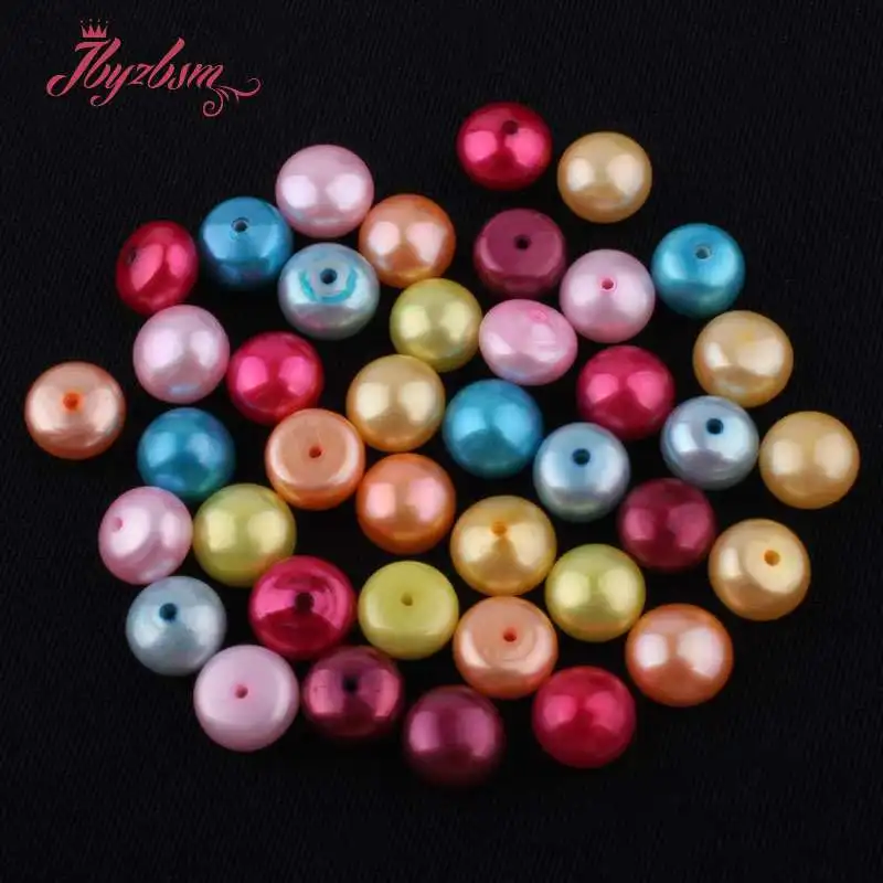 

8mm Smooth Half Drilling Freshwater Pearl Beads Natural Stone Beads 1Pair For DIY Earring Jewelry Making,Wholesale Free Shipping
