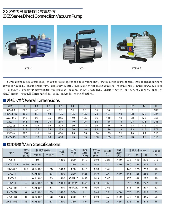 two-stage High-speed Rotary Vane Vacuum Pump air pump for laboratory equipmenta 2XZ-1 1/s