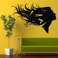 57x84cm girl comb hairdressing hair beauty salon wall art sticker decal home decoration decor wall mural removable decal sticker